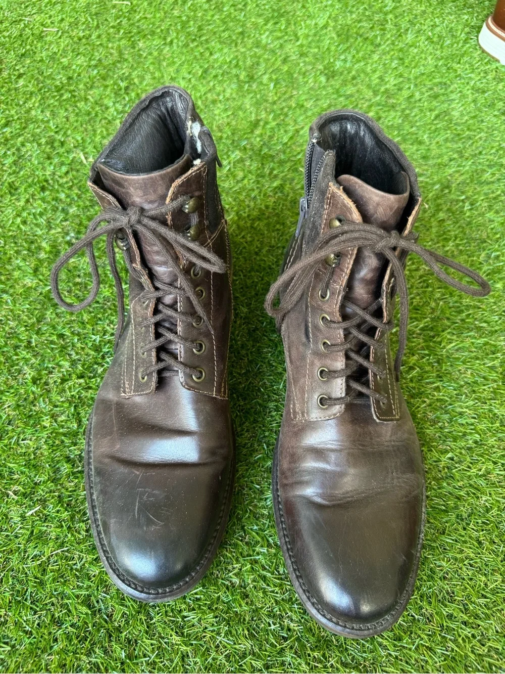 Alfani Men's Dark Brown Leather Lace-Up Boots